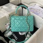 Chanel AS4654 Mini Trendy CC Flap Bag Turquoise Lambskin Light Gold Hardware - Image 2