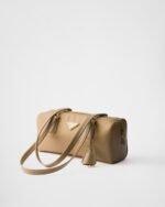 Re-Nylon and Leather Medium Top-Handle Bag With Padlock - Image 2