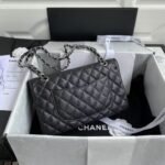 Chanel Classic 11.12 Handbag Caviar Silver Hardware Burgundy Interior - Image 2