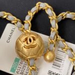 Chanel 23C AS1786 Mini Square Pearl Embossed Flap Bag Antique Gold Hardware Light Blue - Image 5