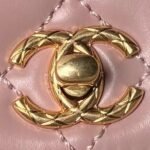 Chanel AS2215 Mini Flap Bag With Metal Top Handle Shiny Calfskin Pink - Image 3