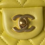 Chanel 23S AS4064 Camellia Embossed Chain Lambskin Flap Bag Yellow - Image 3