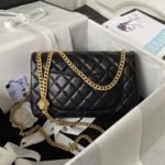 Chanel 23S AS4064 Camellia Embossed Chain Lambskin Flap Bag Black - Image 2