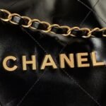 Chanel 22 Hobo Bag 24C AS4486 Gold Metallic Black Shiny Calfskin New Edition Horizontal - Image 3