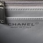 Chanel 23C AS1786 Mini Square Pearl Embossed Flap Bag Antique Silver Hardware Grey - Image 7