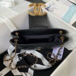 Chanel 24C AS4611 Vintage Logo Lambskin Rectangular Shoulder Bag Black - Image 4