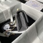 Chanel AS5001 Mini Flap Bag Top Handle Shiny Lambskin Imitation Pearl & Gold Metallic Grey - Image 5