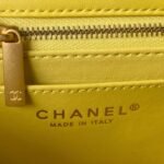 Chanel 23S AS4041 Mini Camellia Embossed Rectangular Flap Bag Antique Gold Metal Hardware Yellow - Image 7