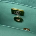 Chanel 24C AS4543 Mini Flap Bag Chain Bag Top Handle Turquoise Lambskin - Image 7