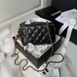 Chanel AP3940 Lambskin Cosmetic Bag Shiny Lambskin Enamel & Gold Metal Black - Image 2