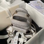 Chanel 24C AP3573 Mini Backpack Lambskin Gold Metal Grey - Image 4