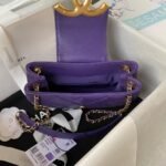 Chanel 24C Vintage Logo Small Quilted Lambskin Shoulder Bag AS4609 Purple - Image 5