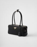 Re-Nylon and Leather Small Top-Handle Bag With Padlock - Image 2