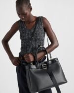 Prada Buckle Large Leather Handbag With Belt - Image 7