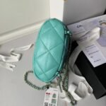 Chanel 24S AS4810 Medium CC Drawstring Backpack Shiny Lambskin Light Gold Hardware Green - Image 4