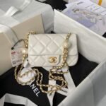 Chanel AS4868 Mini Flap Bag Pearl Lambskin Faux Pearl & Gold Metal White