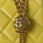Chanel 23S AS4064 Camellia Embossed Chain Lambskin Flap Bag Yellow - Image 4