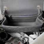 Chanel 23C AS1786 Mini Square Pearl Embossed Flap Bag Antique Silver Hardware Dark Grey - Image 7