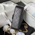 Chanel 23S AS4041 Mini Camellia Embossed Rectangular Flap Bag Antique Gold Hardware Black - Image 4
