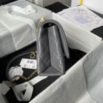 Chanel AS4997 Flap Bag Top Handle Shiny Lambskin Imitation Pearl & Gold Metal Grey - Image 5