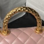 Chanel AS2215 Mini Flap Bag With Metal Top Handle Shiny Calfskin Pink - Image 5