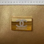 Chanel 23C AS1786 Mini Square Pearl Embossed Flap Bag Antique Gold Hardware White - Image 7