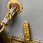 Chanel 23K AS1787 Mini Pearl Embossed Rectangular Flap Bag Lambskin Brushed Metal Hardware Light Grey - Image 7