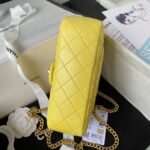 Chanel 23S AS4041 Mini Camellia Embossed Rectangular Flap Bag Antique Gold Metal Hardware Yellow - Image 5