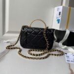 Chanel AS4847 Mini Flap Bag With Top Handle Lambskin Resin Black - Image 2