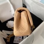 Chanel 23S AS4041 Mini Camellia Embossed Rectangular Flap Bag Antique Gold Metal Hardware Apricot - Image 9