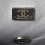 Chanel 23C AS1786 Mini Square Pearl Embossed Flap Bag Antique Silver Hardware Grey - Image 8