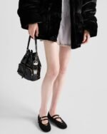 Prada Duet Naplak Patent Leather Bucket Bag - Image 7