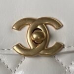 Chanel AS4416 Mini Shopping Bag Shiny Aged Calfskin Gold Tone Metal Off-White - Image 3