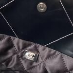 Chanel 22 AS3260 Small Bag Black and Silver Shiny Calfskin Silver Hardware - Image 7
