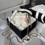 Chanel AP3941 Mini Vanity Case Lambskin Enamel & Gold-Tone Metal White