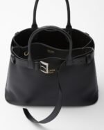 Prada Buckle Large Leather Handbag With Belt - Image 5