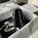 Chanel AS4997 Flap Bag with top Handle Shiny Lambskin Imitation Pearls & Gold-Tone Metal Black - Image 5