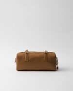 Re-Nylon and Leather Medium Top-Handle Bag With Padlock - Image 4
