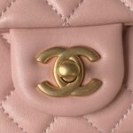 Chanel 23S AS4041 Mini Camellia Embossed Rectangular Flap Bag Antique Gold Metal Hardware Light Pink - Image 8