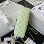 Chanel 23K AS1787 Mini Pearl Embossed Rectangular Flap Bag Lambskin Brushed Metal Hardware Light Green - Image 4