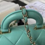 Chanel 24C AS4543 Mini Flap Bag Chain Bag Top Handle Turquoise Lambskin - Image 4