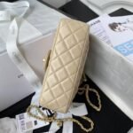 Chanel 23K AS1787 Mini Pearl Embossed Rectangular Flap Bag Lambskin Brushed Metal Hardware Apricot - Image 5