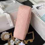 Chanel 23S AS4041 Mini Camellia Embossed Rectangular Flap Bag Antique Gold Metal Hardware Light Pink - Image 4
