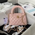 Chanel AS4416 Mini Shopping Bag Shiny Aged Calfskin Gold Tone Metal Light Pink