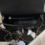 Chanel 24C AS4543 Mini Flap Bag Chain Bag Top Handle Black Lambskin - Image 5
