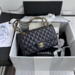 Chanel Classic 11.12 Handbag Caviar Gold Hardware Burgundy Interior