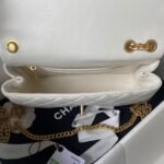 Chanel 23S AS4064 Camellia Embossed Chain Lambskin Flap Bag White - Image 6