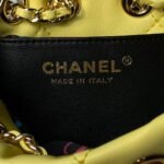 Chanel 24S AS4810 Medium CC Drawstring Backpack Shiny Lambskin Light Gold Hardware Yellow - Image 8