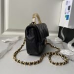Chanel AS4847 Mini Flap Bag With Top Handle Lambskin Resin Black - Image 4