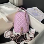 Chanel 24C AP3573 Mini Backpack Lambskin Gold Metal Purple - Image 2